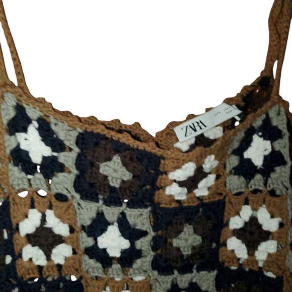 ZARA BLOGGERS’ FAVORITE MIXED CROCHET LINEN DRESS LARGE - Picture 5 of 15